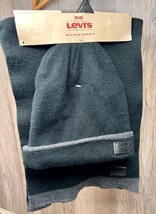 Levi&#39;s Maximum Warmth Men&#39;s Black Beanie Hat And Scarf Set 2 Pieces NWT - £15.05 GBP