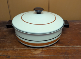 Vintage Regal Ware 5 Qt Stock Pot w/ Lid Tan w/ Stripes Retro MCM MADE I... - £23.02 GBP