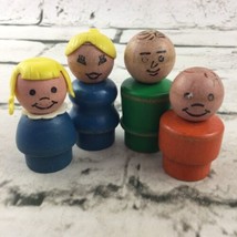 Fisher Price Little People Vintage ALL WOOD (plastic Hair) Family Mom Dad Girl - £15.81 GBP