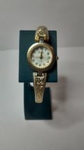 Details Gold and Silver Tone Round Face Clasp Band Wrist Watch Cracked Face - $10.29