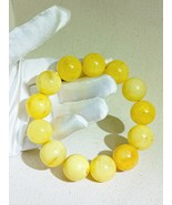 Large Amber Bracelet-17mm beads &amp; butter-white color-Rare collection - $1,680.00