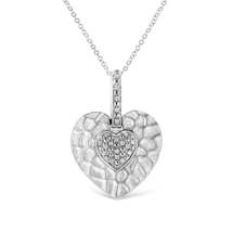 .925 Sterling Silver Pave-Set Diamond Accent Heart Shape 18&quot; Pendant Nec... - $248.00