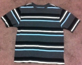 Boy&#39;s Faded Glory Shirt Size 14-16--Gray/Blue/White/Black Striped - $3.99
