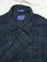 Pendleton Outdoorsman Black Watch Green Tartan Plaid Wool Shirt Men&#39;s Large - £38.98 GBP