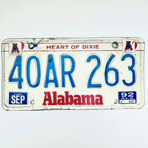 1992 United States Alabama Heart of Dixie Passenger License Plate 40AR 263 - $229.01 MXN