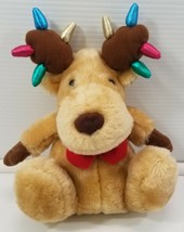 I) Vintage 1995 Stuffed Christmas Santa Reindeer 9&quot; Plush Decoration Toy - $9.89