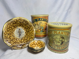 VTG Mr. Peanut Planters Tin Nut Serving Bowls &amp; 1981/2 Anniversary Empty... - £23.70 GBP