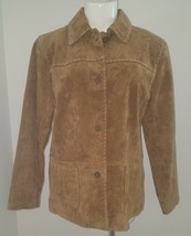 d &amp; Co Brown Leather Jacket Coat Size Small Button Front Pockets Lined - £19.43 GBP