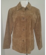 d &amp; Co Brown Leather Jacket Coat Size Small Button Front Pockets Lined - £19.42 GBP