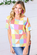 Multicolor Geometric Textured Knit Top - $25.99