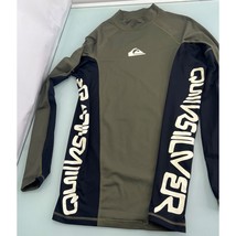 Quicksilver Base Layer Men Shirt UV Tech Mock Neck Long Sleeve Green Stretch XL - £15.55 GBP