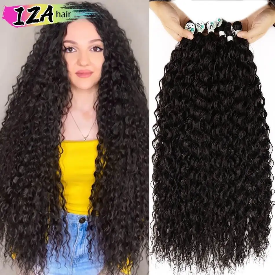 32Inch Afro Kinky Curly Synthetic Hair Bundles Super Long Organic Curly Hair - £4.71 GBP+