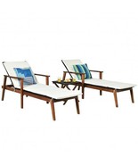3 Pieces Portable Patio Cushioned Rattan Lounge Chair Set with Folding T... - €447,79 EUR