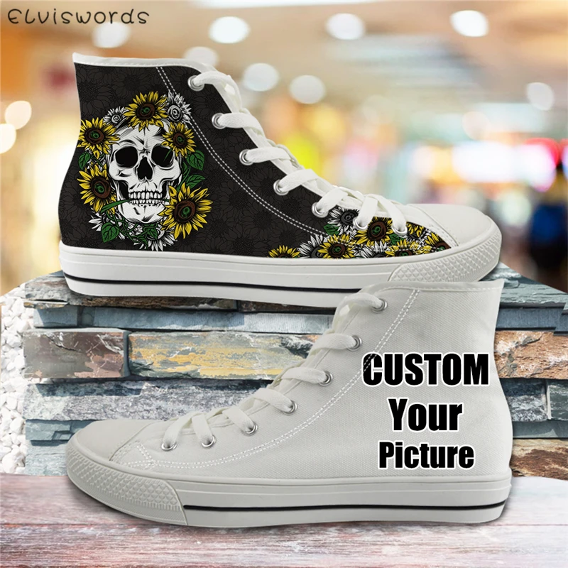 Best Sneakers ELVISWORDS Hot Sugar  Pattern Vulcanized Shoes Men Canvas High Top - £65.71 GBP