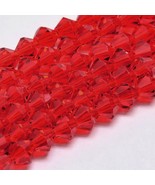 A Faux Austrian Crystal Bicone Glass Bead lot of 10 Strands Faceted Red 4mm B18 - €9,88 EUR