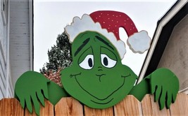 The Grinch Fence Peeker Peeper Yard Art Garden Christmas Holiday Decoration - £98.03 GBP