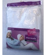 Hanes Thermal Pant Waffle Weave 2XL White Package Cuffed New - £7.43 GBP