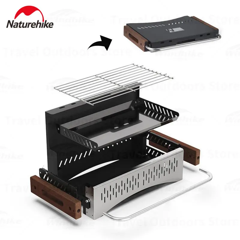 Naturehike Outdoor Portable Folding BBQ Grill Camping Enamel Charcoal Stove - £129.10 GBP+