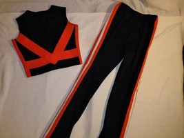 HALLOWEEN COSPLAY AUTHENTIC CHEERLEADER CHEER OUTFIT PANTS &amp; TOP JR LARGE - £35.54 GBP