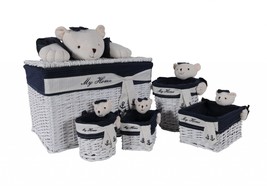15.5&quot; X 23.5&quot; X 22&quot; White blue rectangular bear Design Basket Set Of 5 - £309.91 GBP