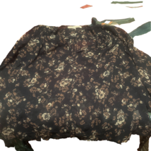 Collective Concepts Womens Medium Blouse Black Floral Woven 3/4 Sleeve P... - $4.99
