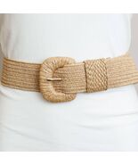 Stretchable Boho Raffia Belt Tan - $363.21 MXN