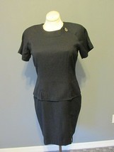 NEWPORT NEWS Black Peplum Tiered Dress 14 Sheath Pencil Professional Coc... - $49.95