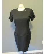 NEWPORT NEWS Black Peplum Tiered Dress 14 Sheath Pencil Professional Coc... - £39.46 GBP
