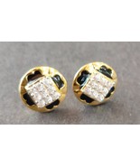50Ct Lab Created Diamond Black Enamel Earrings Stud 18k Solid Yellow Gold - $536.11 CAD