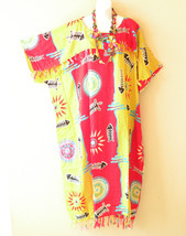 KD464 Blue Fish Batik Kaftan Plus Caftan Kimono Tunic Hippy Maxi Dress u... - £23.95 GBP