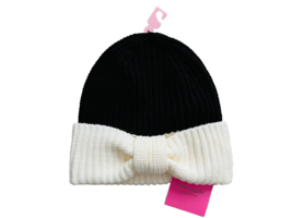 Kate Spade New York Bow Cuff Rib Knit Beanie Black/White - $89.07