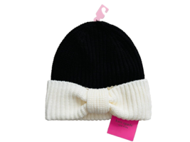 Kate Spade New York Bow Cuff Rib Knit Beanie Black/White - £71.19 GBP