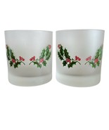 x2 Holly And Berries by Cerve 3.5 Tall Christmas Themed Drinking Glasses - $19.79