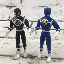 Vintage 1995 Mighty Morphin Power Rangers Black And Blue Action Figures Lot Of 2 - £7.73 GBP