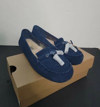 Ugg Womens Slippers Size 5 Lizzy Navy Blue Shearling Lined Moccasins Shoes - £31.16 GBP