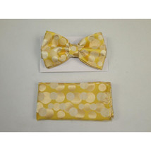 Men Bow Tie Hankie Set Formal Event Tuxedo, Business Suit #BT15 Gold Polka Dots image 2