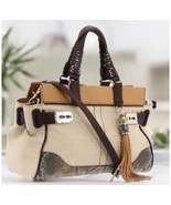 Rafe Bags Rafe New York “Roopal” Snake Print Linen Tan Brown Satchel *SE... - $659.86 MXN
