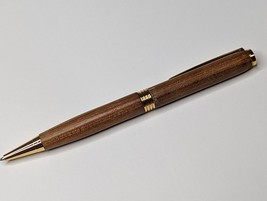 Slimline Twist Pen Gold Silver Finish Walnut Body Hand Turned Pen - £19.31 GBP