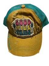 Simply Southern Distressed Womens Good Tribe Hat Criss Cross Ponytail Back New - £15.60 GBP