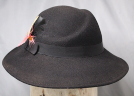 Bollman Black Hat Co 100% Wool Doeskin Felt Womens Cavalier Fancy Hat Vintage - £7.61 GBP