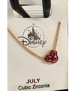 Disney Parks Mickey Mouse CZ Faux Ruby July Birthstone Necklace Gold Col... - $47.70 CAD