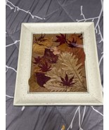 Framed dried leaf collage Leaves mat White frame 11 x 13 Assemblage - $47.39 CAD
