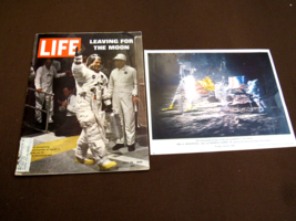 Apollo 11 Neil Armstrong 1969 Life Magazine &amp; First Photo Of Man On Moon Print - £94.95 GBP