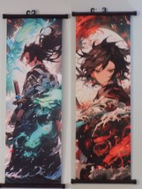 2 Japanese Anime Art Print Wall Hanging Scroll Decor Dragons Lot - £30.96 GBP