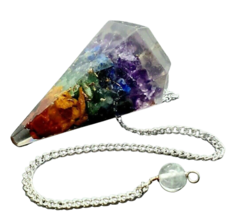 7 Chakra Orgone Pendulum Divination Dowsing Dowser Real Crystal Stone Healing - £3.79 GBP