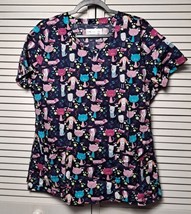 Tasha &amp; Me Women&#39;s &quot;Cats &amp; Dogs&quot; 2-Pocket Stretch V-Neck Print Scrub Top Size(L) - $14.99