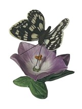 Butterfly Moth Figurine Franklin Mint Butterflies World Marbled White Flower vtg - £31.15 GBP