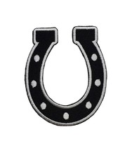 Horseshoe Embroidered Iron On Patch 2.5&quot; x 3&quot; Good Luck Cowboy Up Ride Lucky - £5.41 GBP