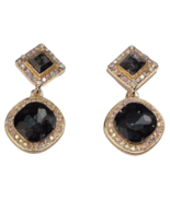 Pierced Earrings Bling Smoke AB Crystal Gold Elegant Wedding Formal Prom... - €10,58 EUR