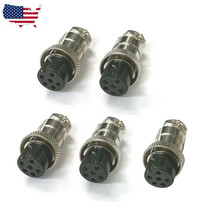 5 Pcs 6 Pin Ham &amp; Cb Radio Mic Microphone Connector Female Plug Solder Type - £15.73 GBP